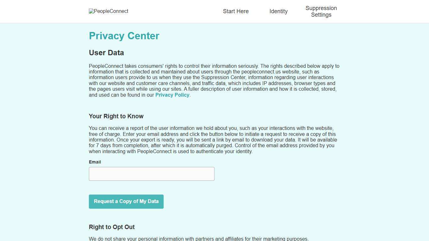 PeopleConnect - Suppression Center